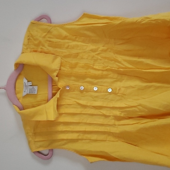 Sandro yellow linen rayon summer collared tank button front airy blouse women L - Picture 2 of 7
